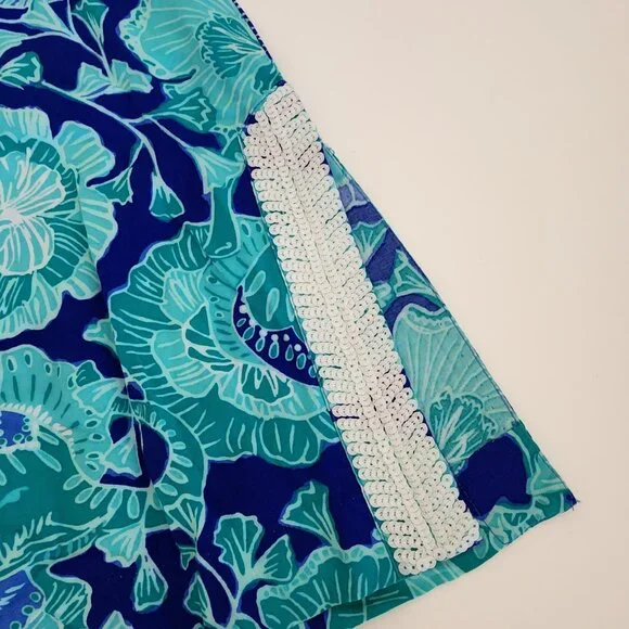 Lilly Pulitzer Renato Sequined Tunic Top Agate Green Mint to Be Floral Tropical - Picture 8 of 13